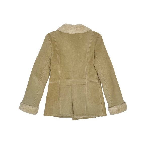 Vintage Y2K Tan Suede Leather Fur Lined Penny Lane Kenneth Cole Boho Hippie Coat - Picture 15 of 16